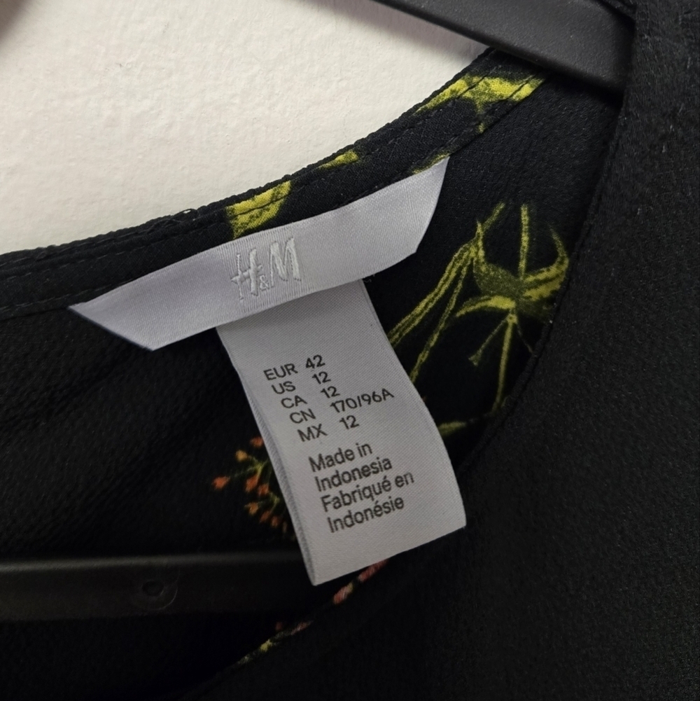 H&M Shift Floral Black Dress 12 - Picture 5 of 7